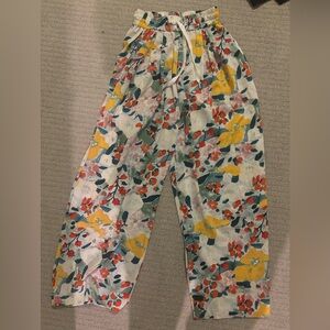 Floral Patterned Wide-Leg Pants
